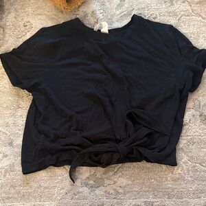lululemon athletica Black Short Sleeve Tie-Front Top